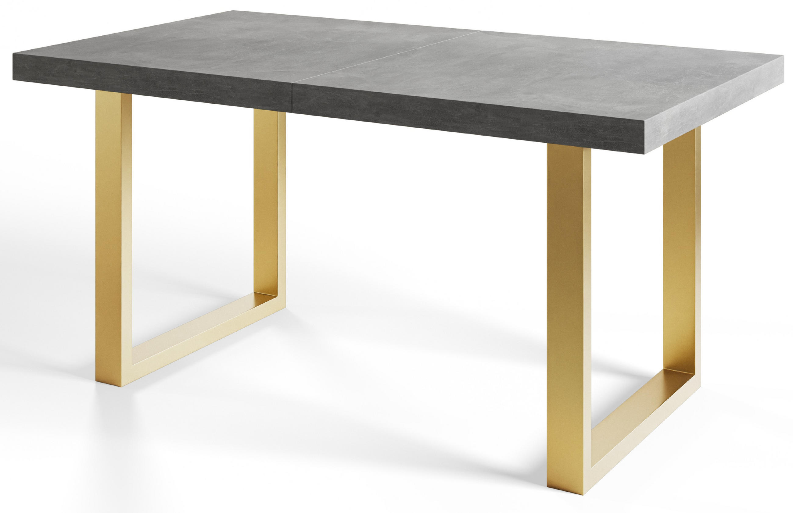 ESSZIMMERTISCH LOFT-U, ausziehbarer Tisch 140-240X80X77 cm, Farbe: Grau, mit Metallbeinen in Farbe Gold - Goldfarben/Grau, Holzwerkstoff (140/80/77cm) - Alpi-Möbel