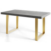 ESSZIMMERTISCH LOFT-U 160X90X77 cm, Farbe: Grau, mit Metallbeinen in Farbe Gold - Goldfarben/Grau, Holzwerkstoff (160/90/77cm) - Alpi-Möbel