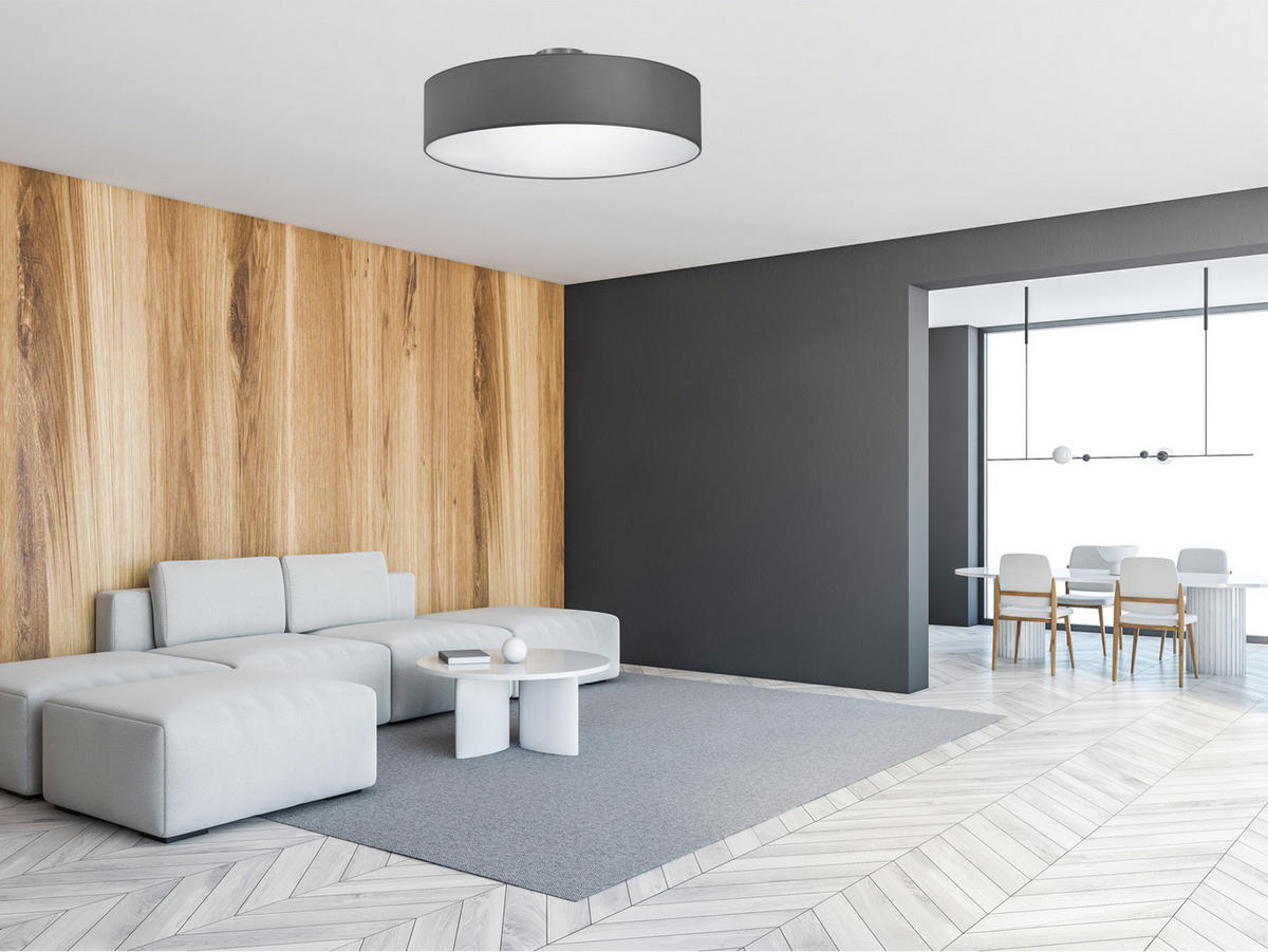 LED-DECKENLAMPE Ø50cm, Lampenschirm Stoff Grau - Grau, Textil (50/50/17cm) - meineWunschleuchte