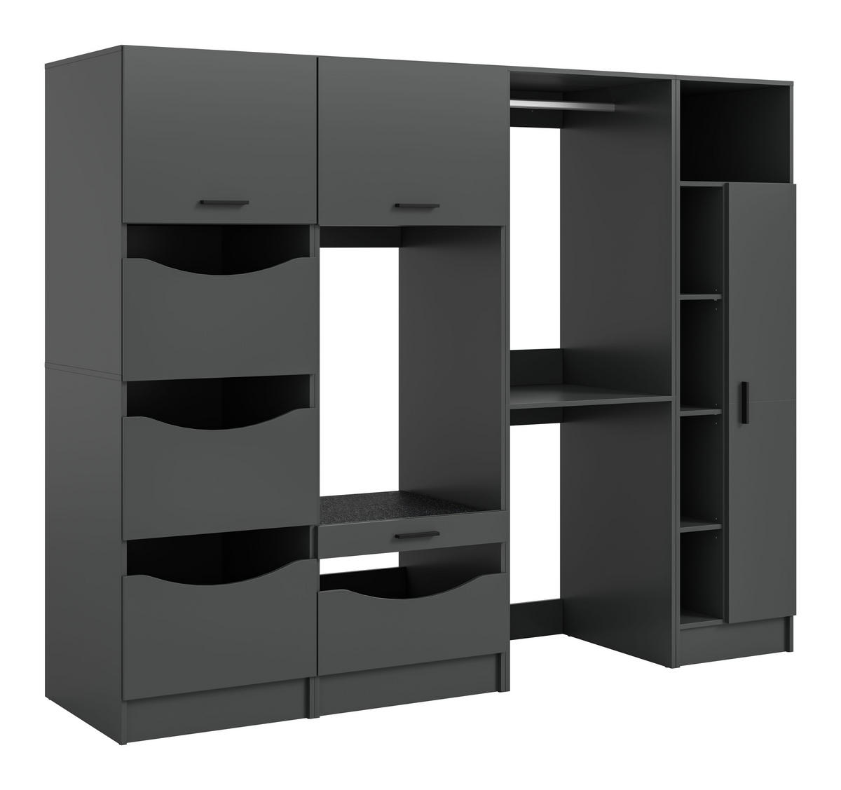WASCHMASCHINENUMBAU Set FREE (B/H/T: ca. 242/195/68 cm) in anthrazit/anthrazit - Anthrazit, Holzwerkstoff (242/195/68cm) - Homes & Jones
