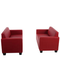 SOFA-GARNITUR Rot - Rot, Textil (136/76/72cm) - MCW