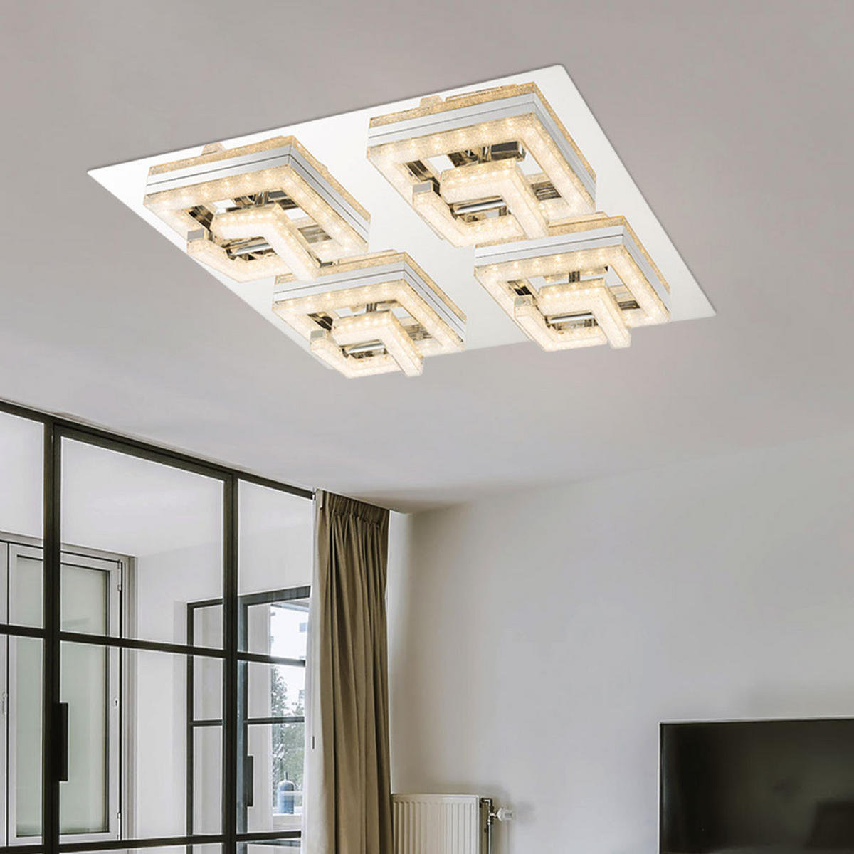 LED DECKENLEUCHTE RENLY Chrom Klar - Silberfarben, Metall (48/48/9cm) - Globo Lighting