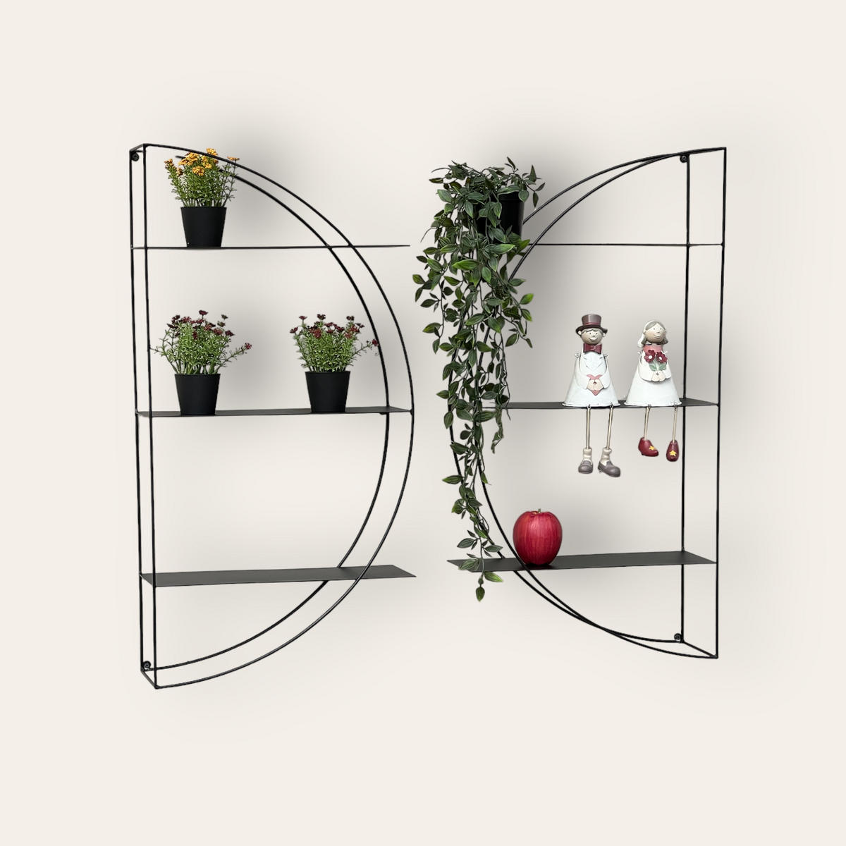 WANDREGAL rund 2-teilig Metall Schwarz 80/16/80 cm - Schwarz, Metall (80/80/16cm) - DanDiBo