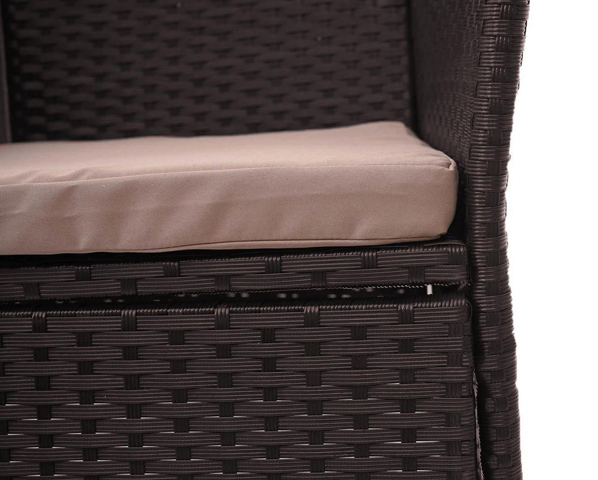 GARTENBANK mit Tisch Braun Kissen Creme - Braun, Metall (132/84/55cm) - PROREGAL