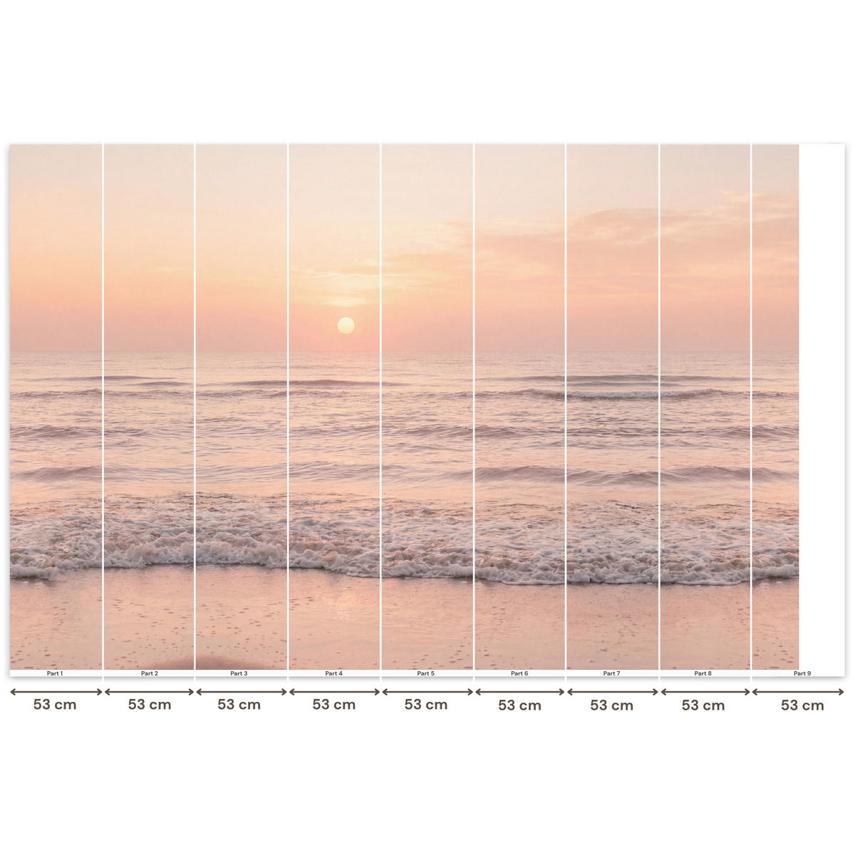 TAPETE - Sonne - Strand - Rosa - 450x300 cm - Hellrosa, Papier (450/300cm) - OnlyWow