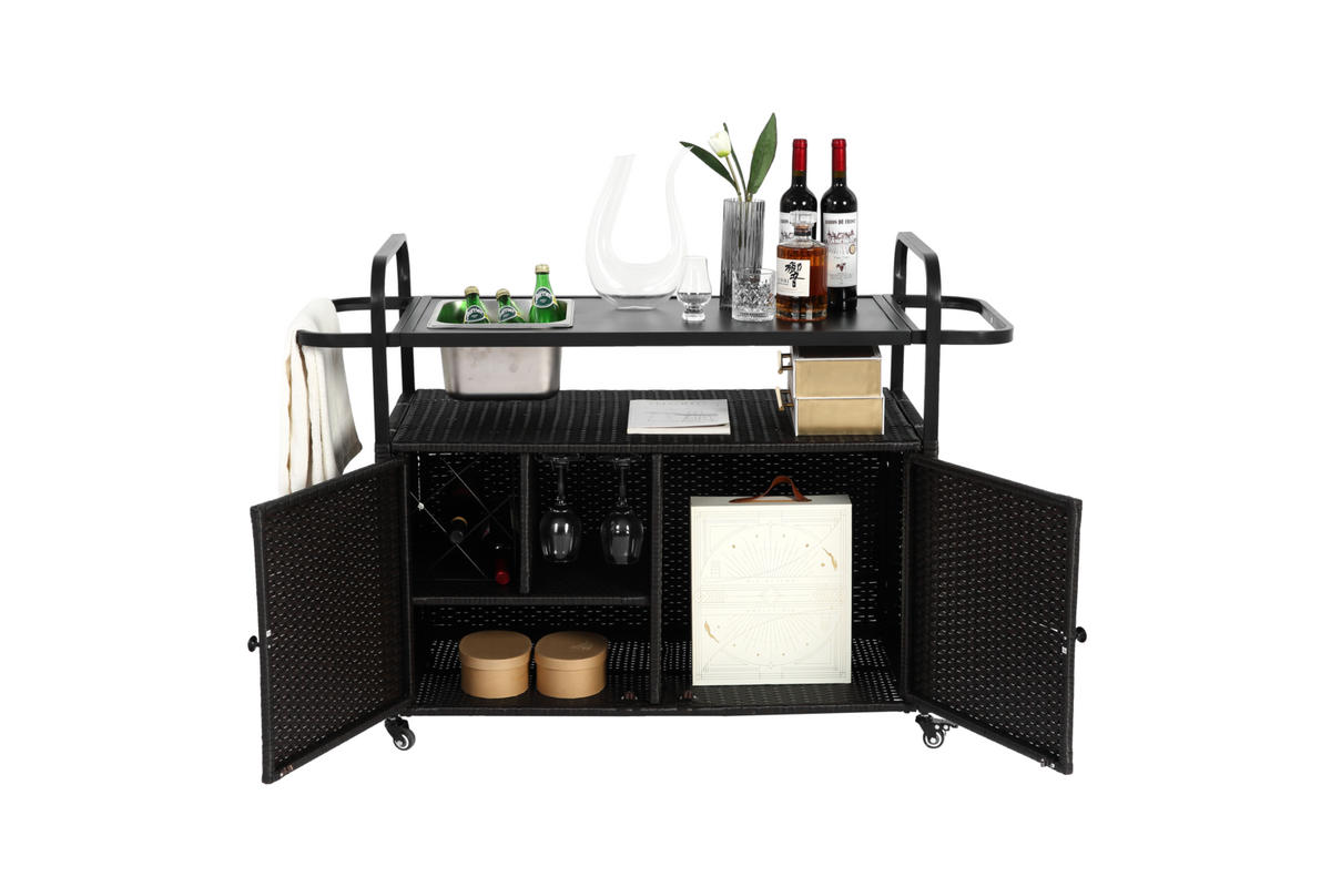 SERVIERWAGEN Outdoor Schwarz - Schwarz, Metall (50/91/131cm) - ComfortXL