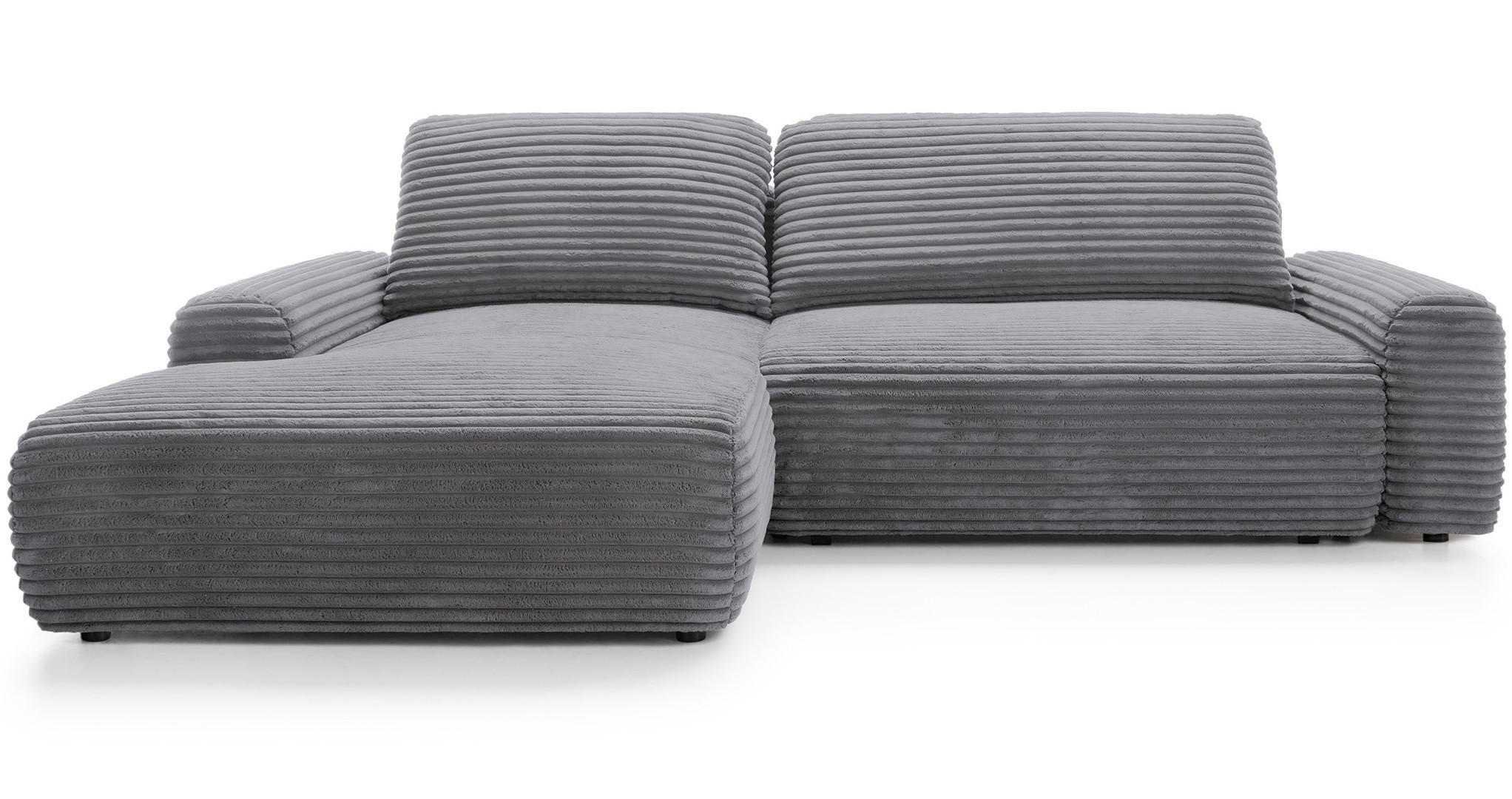 ECKSOFA 260 cm Cantara mit Cordstoff, Bettkasten, Links, Dunkelgrau - Dunkelgrau, Holz (264/162cm) - Emporius