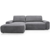 ECKSOFA 260 cm Cantara mit Cordstoff, Bettkasten, Links, Dunkelgrau - Dunkelgrau, Holz (264/162cm) - Emporius