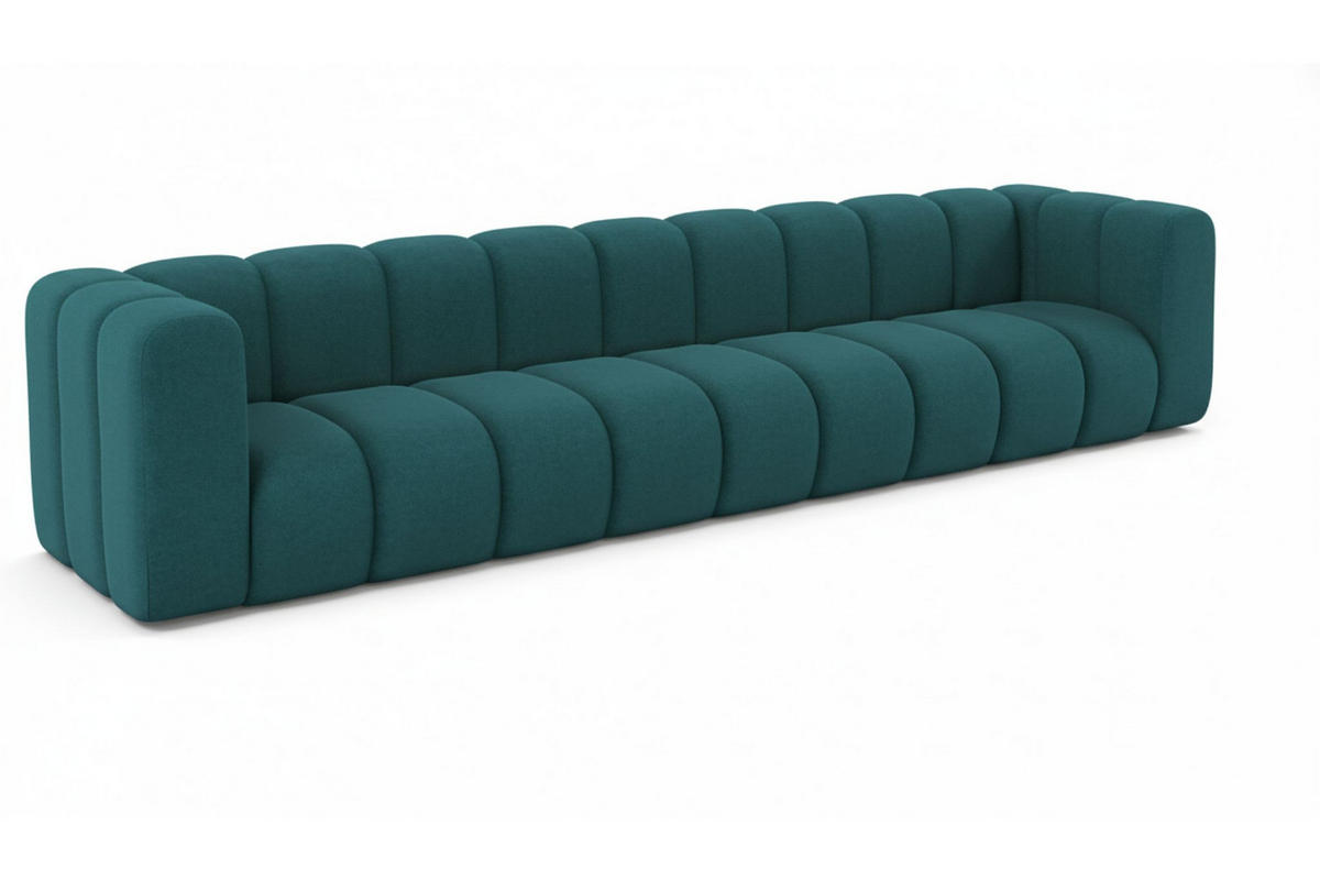 COUCH, Fünfsitzer-Sofa Grand, Veloursstoff Salvador, Azurblau - Blau, Holz (314/70/87cm) - Kaiser Möbel