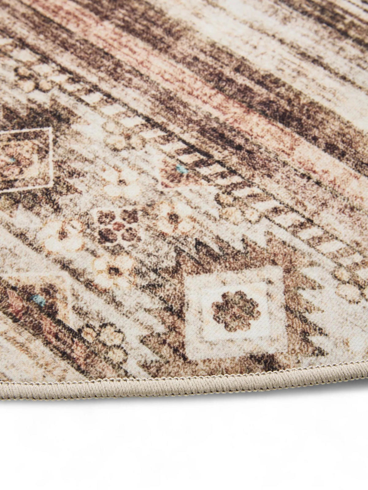 VINTAGE-TEPPICH George waschbar ø 160 cm rund - Braun, Kunststoff (160/160cm) - benuta