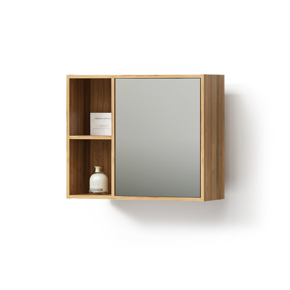 KOPALNIŠKA OMARICA Z OGLEDALOM Olona, Bambus, 54 x 44.5 cm z ogledalom - naravne barve, leseni material (54/44.5/20cm) - Livinity®