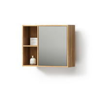 KOPALNIŠKA OMARICA Z OGLEDALOM Olona, Bambus, 54 x 44.5 cm z ogledalom - naravne barve, leseni material (54/44.5/20cm) - Livinity®