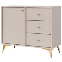KOMMODE FLOREN, Creme/Gold - Creme, Holzwerkstoff/Metall (83.6/72.4/40.8cm) - KONSIMO®