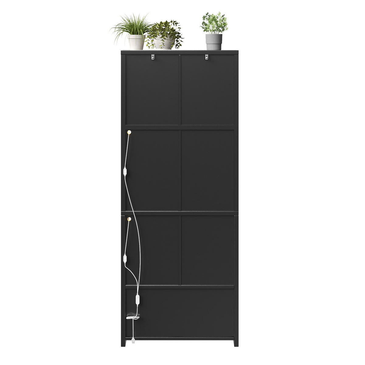 VITRÍNA, LED, zakřivená skleněná dvířka, černá - černá, kompozitní dřevo (70/180/40cm) - FLIEKS