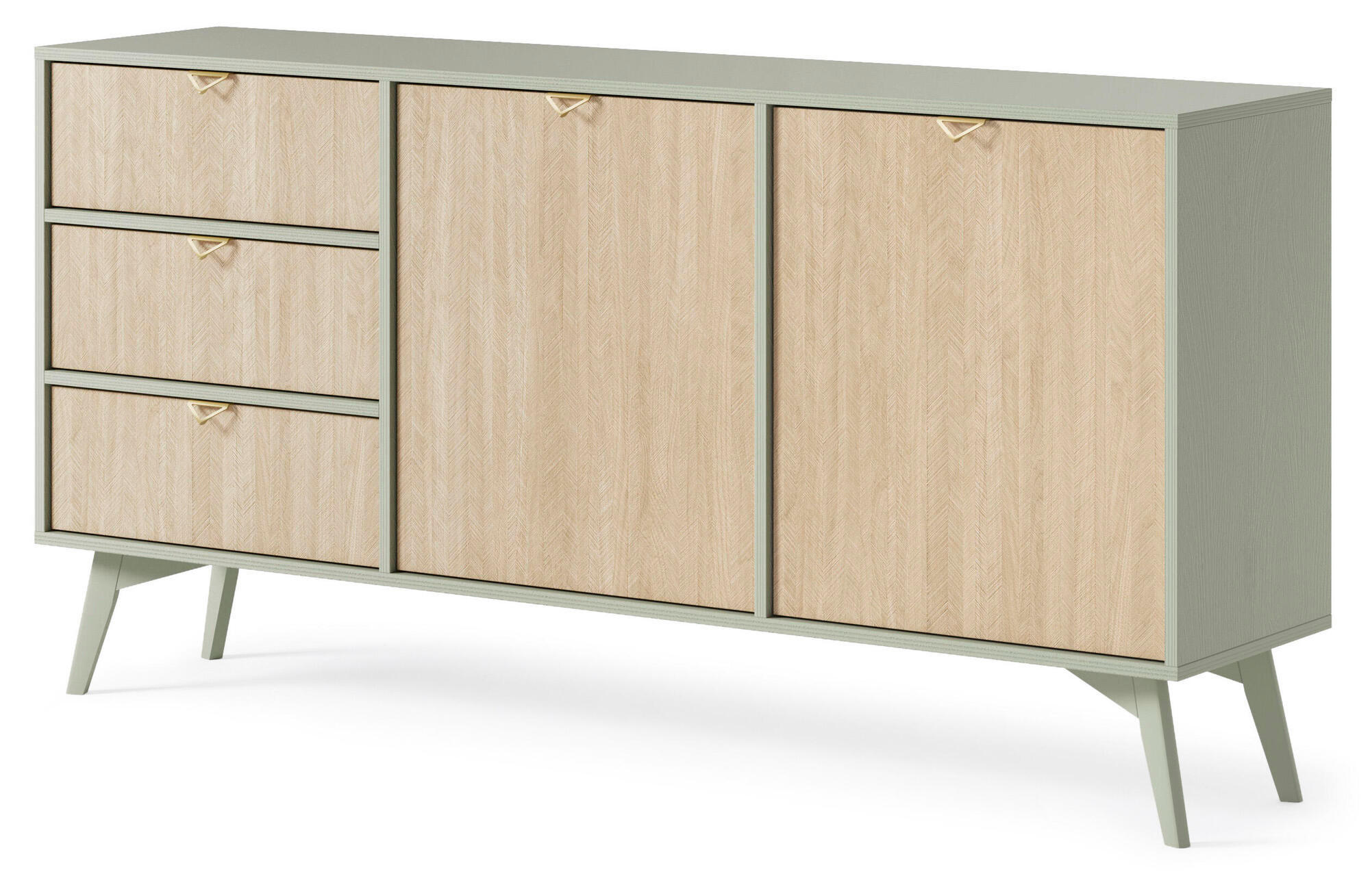 SIDEBOARD FOREST Beige, Grün 158x38x80 cm - Beige/Grün, Holzwerkstoff (158/80/38cm) - FURNLUX