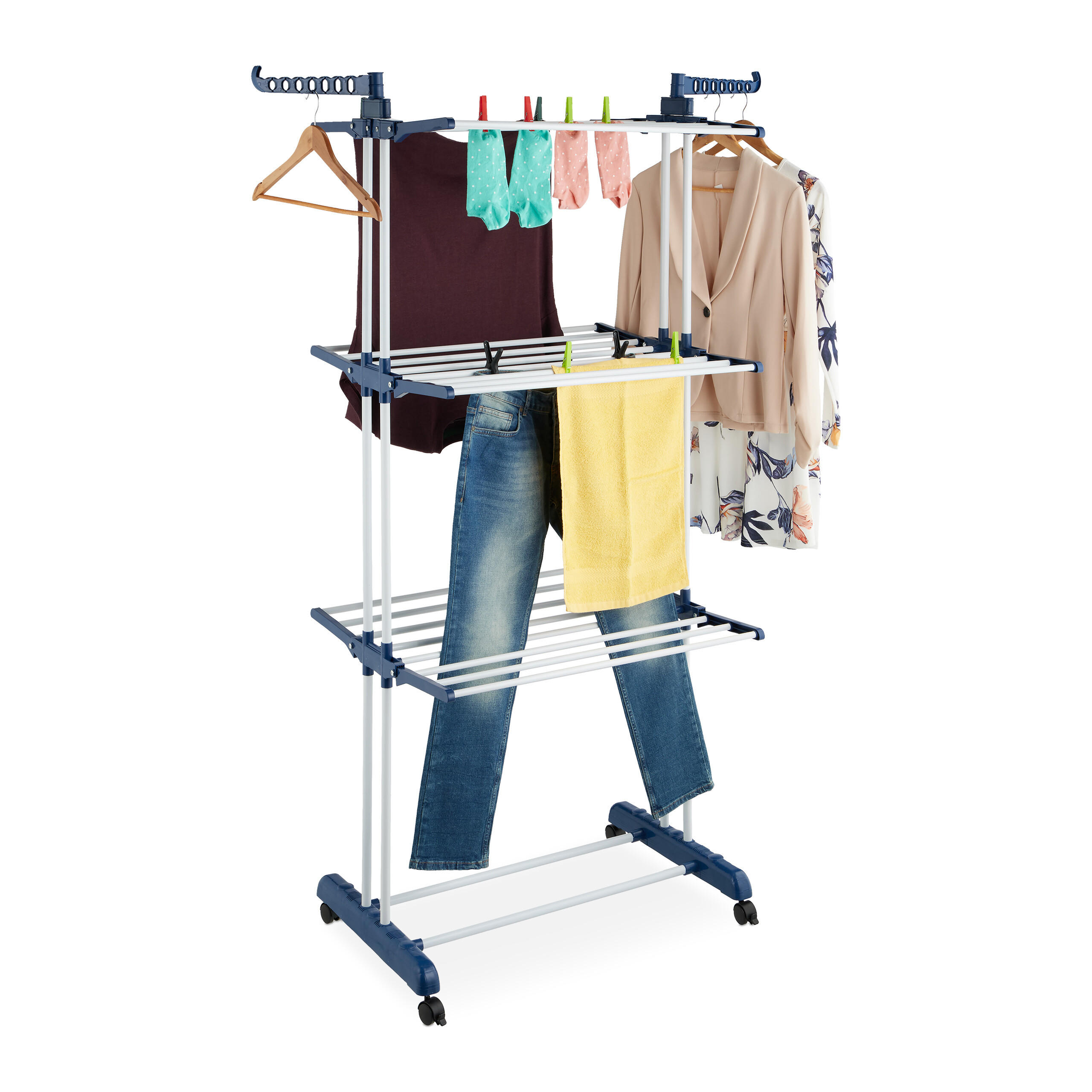 STOJAN na prádlo - viacfarebná, kov/plast (126/179/63.5cm) - Relaxdays