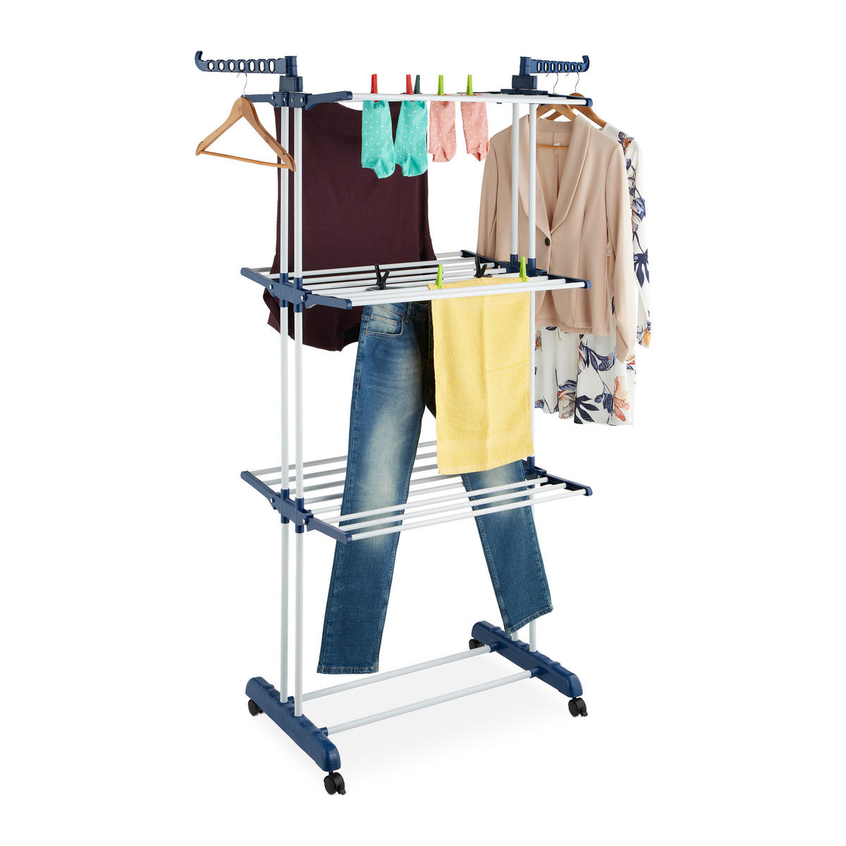 STOJAN na prádlo - viacfarebná, kov/plast (126/179/63.5cm) - Relaxdays