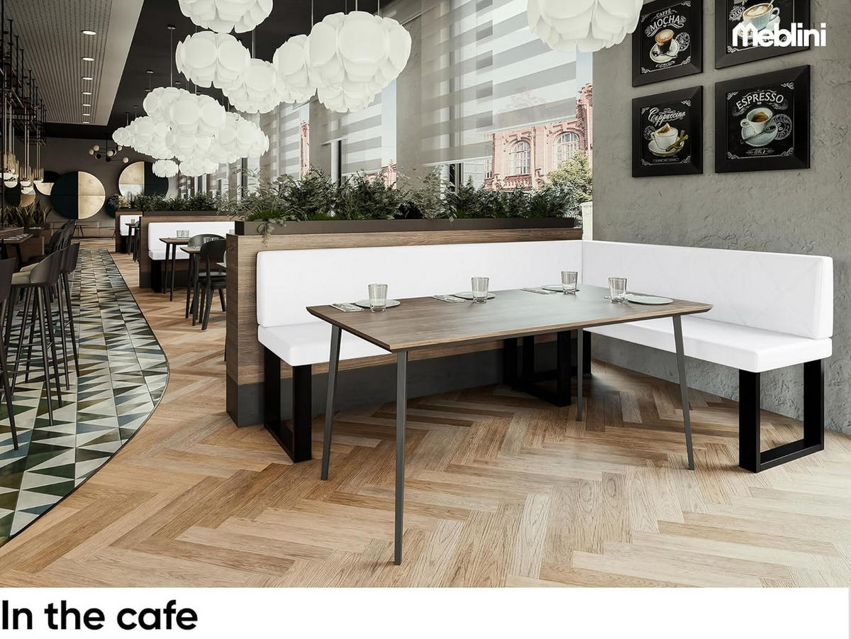 ECKBANK ERIC_U - Weiß, Leder (142/196cm) - Meblini