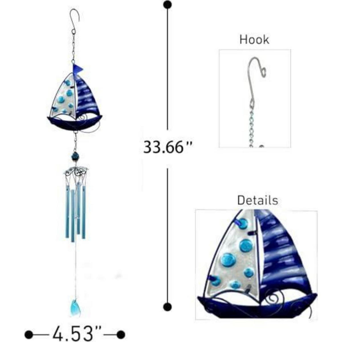 WINDSPIEL Segelboot Glas Blau 45 cm - Blau, Glas (45/11.5/3.5cm)