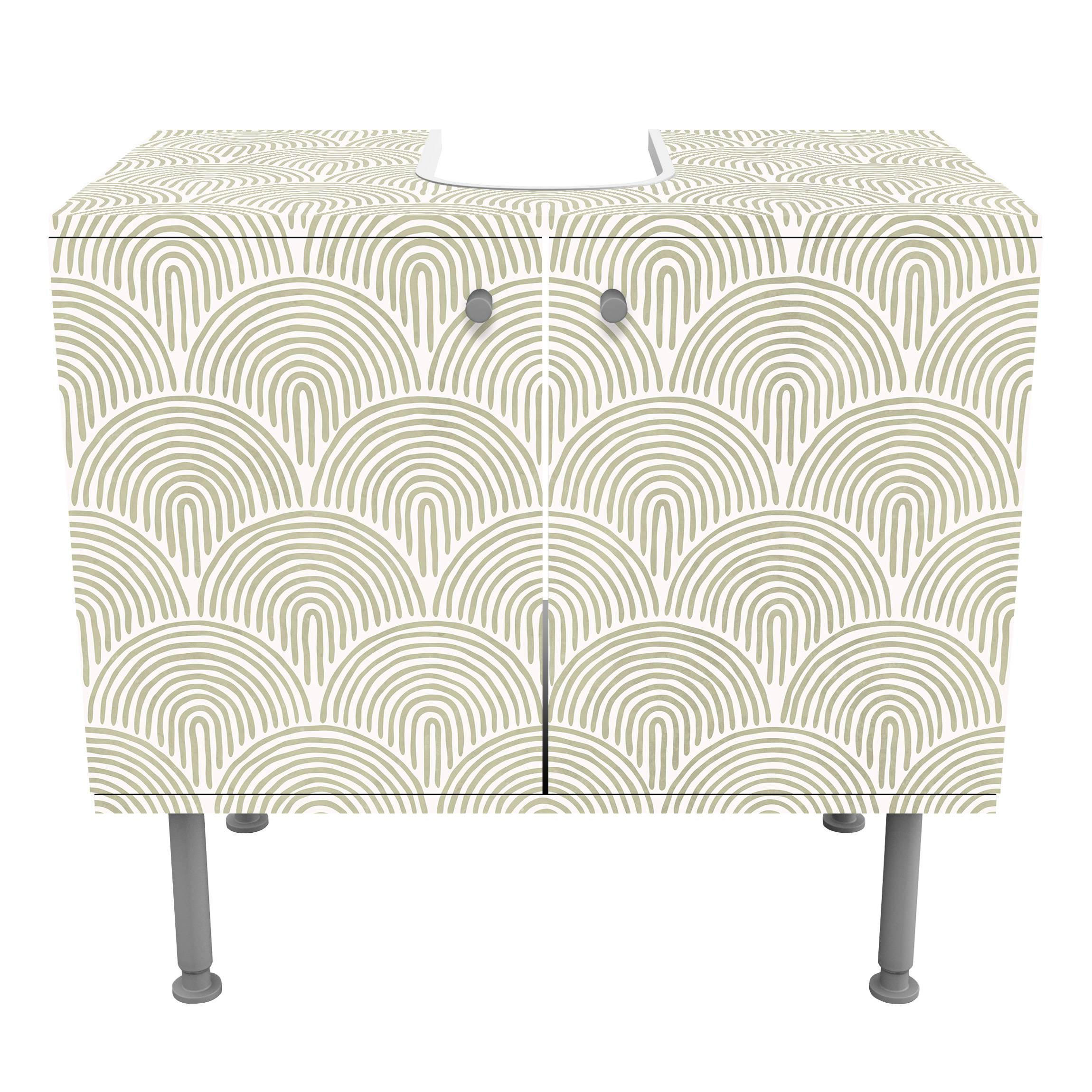 WASCHBECKENUNTERSCHRANK Boho Bogen Muster Grün 60/55/35 cm - Grün, Holzwerkstoff (60/55/35cm) - Bilderwelten