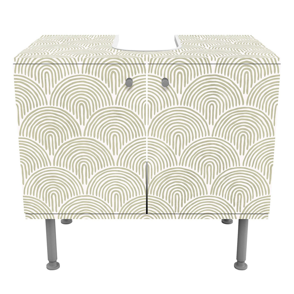 WASCHBECKENUNTERSCHRANK Boho Bogen Muster Grün 60/55/35 cm - Grün, Holzwerkstoff (60/55/35cm) - Bilderwelten