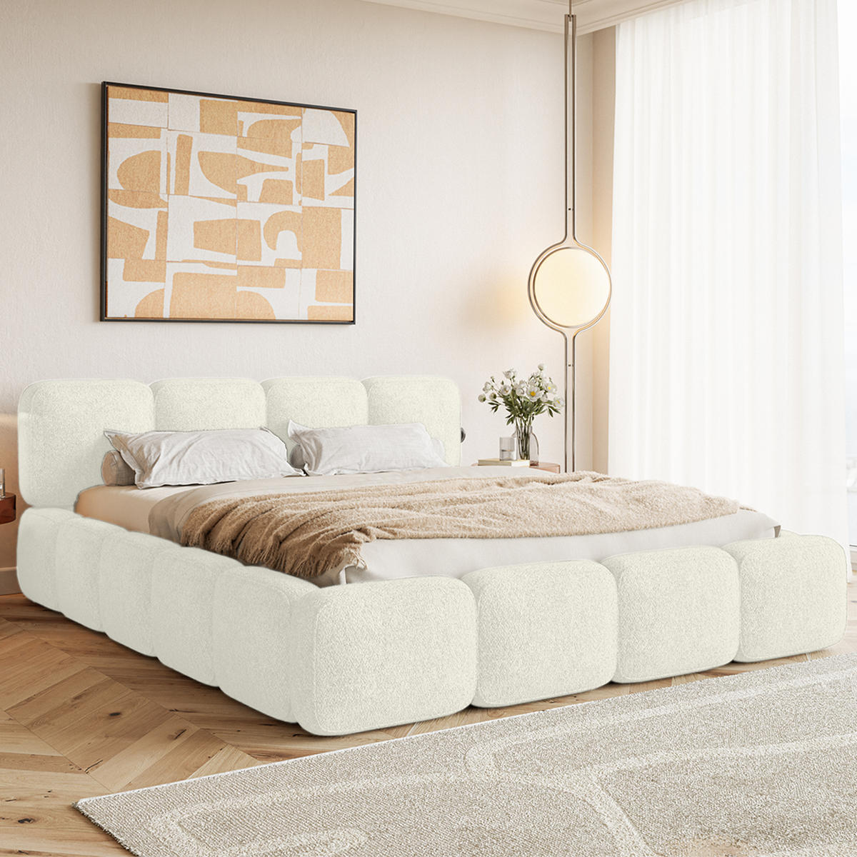 POLSTERBETT BALMONTE 140x200 cm, Weiß - Weiß, Textil (200/140cm) - Fedve