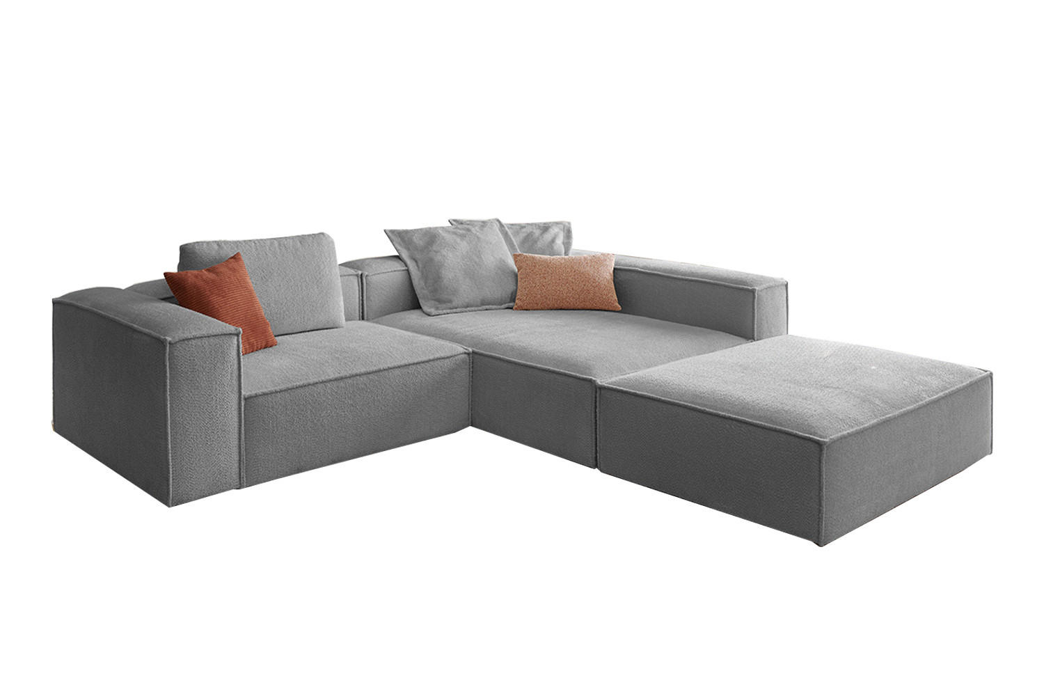 ECKSOFA CARMO Grau Flachgewebe - Schwarz/Grau, Kunststoff/Textil (306/191cm) - KAWOLA