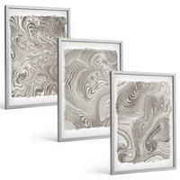 BILDER SET 3er Set - 40x60 cm Silberner Rahmen - Moderne Formen Malerei - Silberfarben, Kunststoff (40/60cm) - TULUP