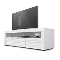 SIDEBOARD Valencia Fronten in Weiß Hochglanz Harmony mit 3D Struktur - Messingfarben, Holzwerkstoff (155/46/40cm) - Vladon