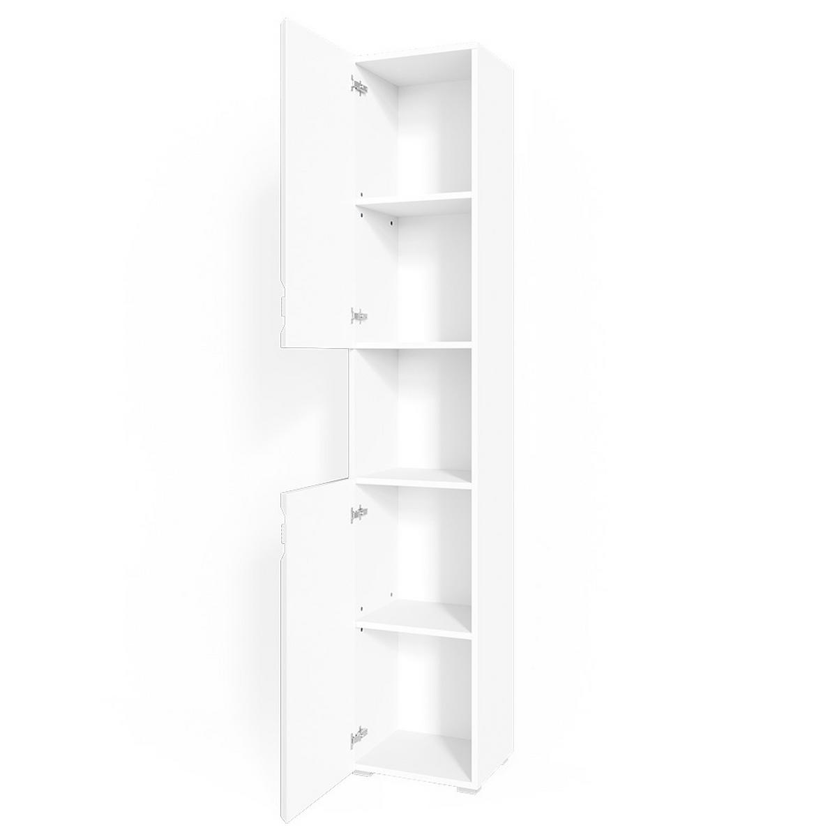BADSCHRANK Fredd Weiß 36.4 x 190.5 cm - Weiß Hochglanz, Holzwerkstoff (36.4/190.5/31cm) - Vicco