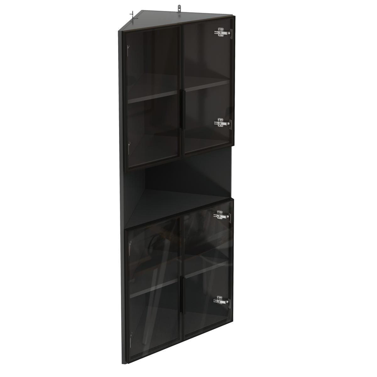 VITRINE Eckschrank LED Glasfront Schwarz 160cm Display Schrank - Schwarz, Holzwerkstoff (62/160/32cm) - FLIEKS