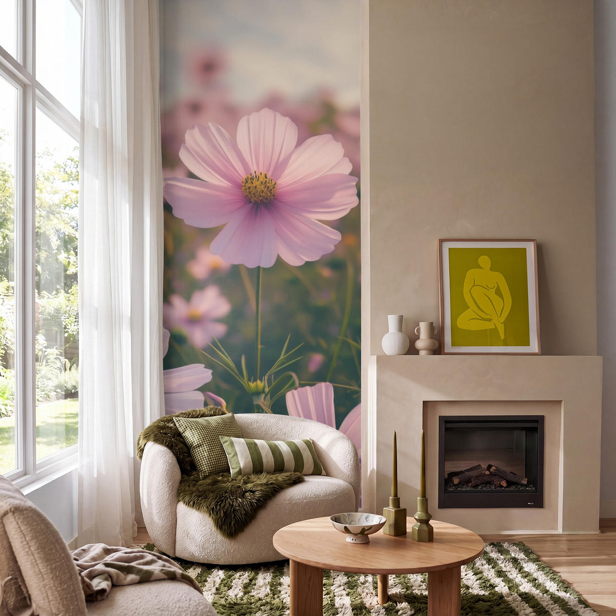 TAPETE - Blumen - Lila - Unscharf - 100x280 cm - Rosa, Papier (100/280cm) - OnlyWow