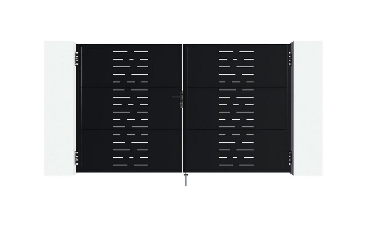 STAHLFLÜGELTOR Nali Arlberg Mattschwarz 3m H.180cm - Schwarz, Metall (293/180cm) - Casanoov