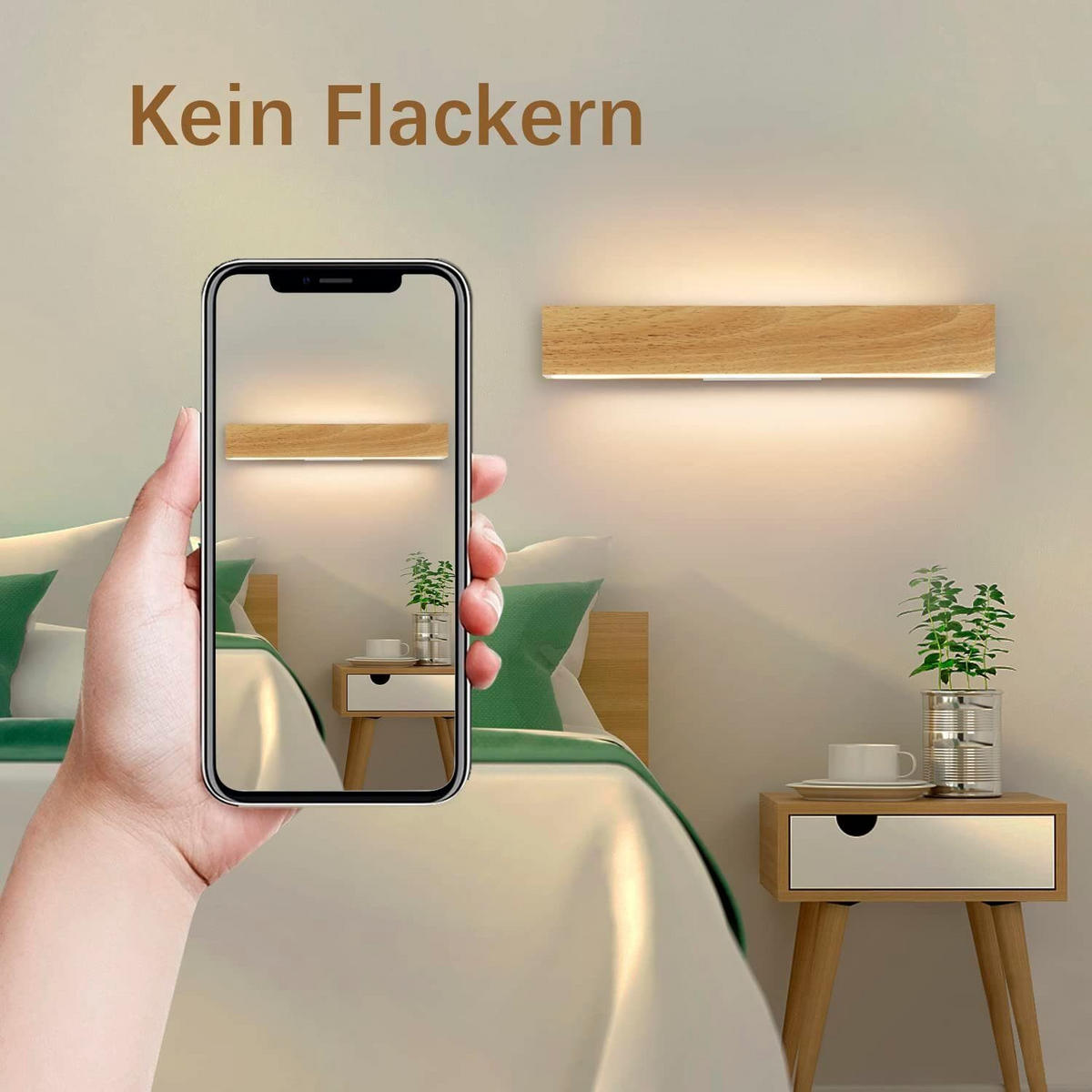 LED WANDLEUCHTE Edel - Braun, Holzwerkstoff (8/3/52cm) - Nettlife