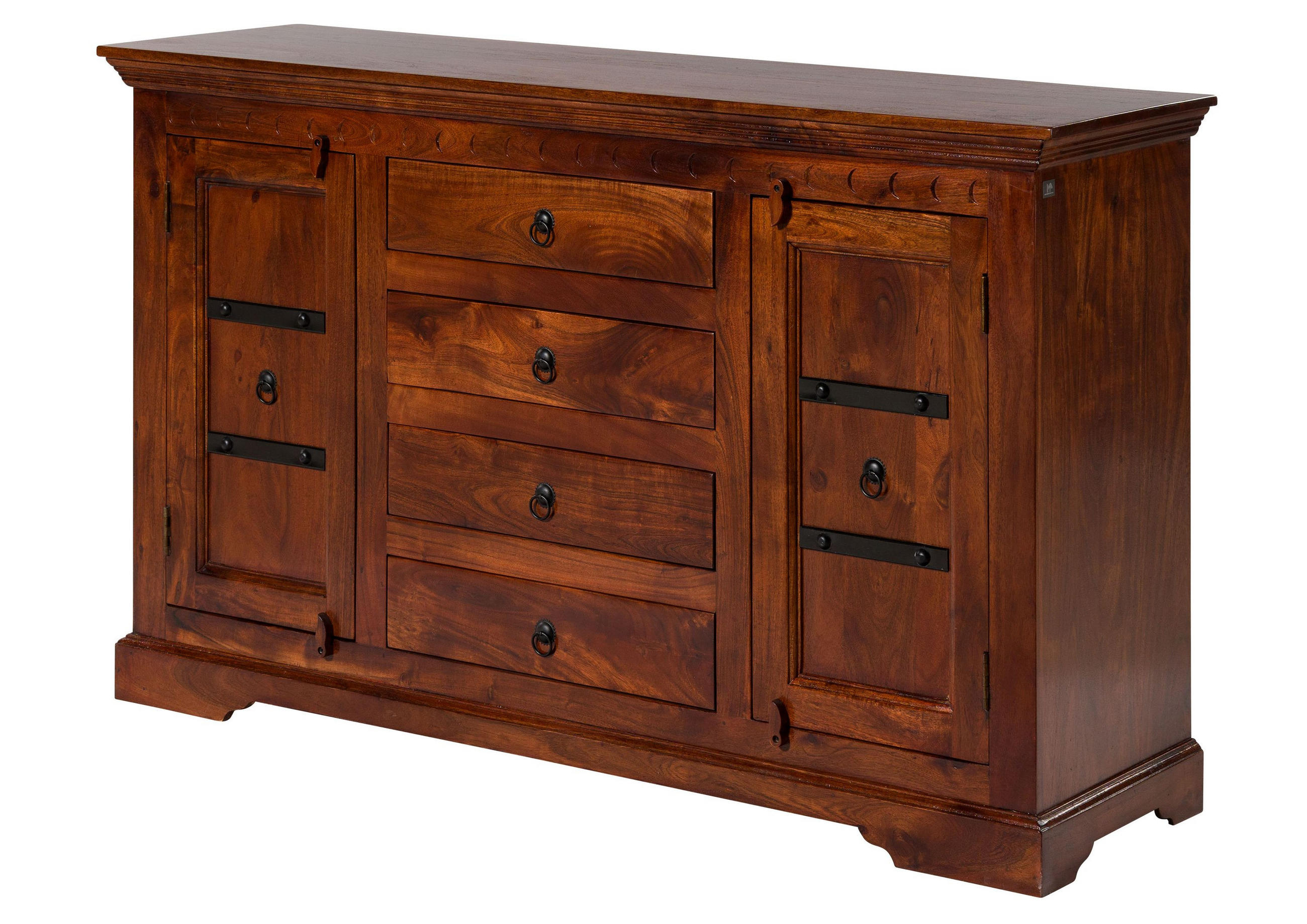 SIDEBOARD Akazie 150x45x89 nougat lackiert OXFORD #513 - Dunkelbraun, Holz (150/89/45cm) - Massivmoebel24