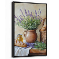 LEINWAND Bilder mit Rahmen - Lavendel - Brot - Stilleben - 20x30 - Flieder, Textil (20/30cm) - MuchoWow