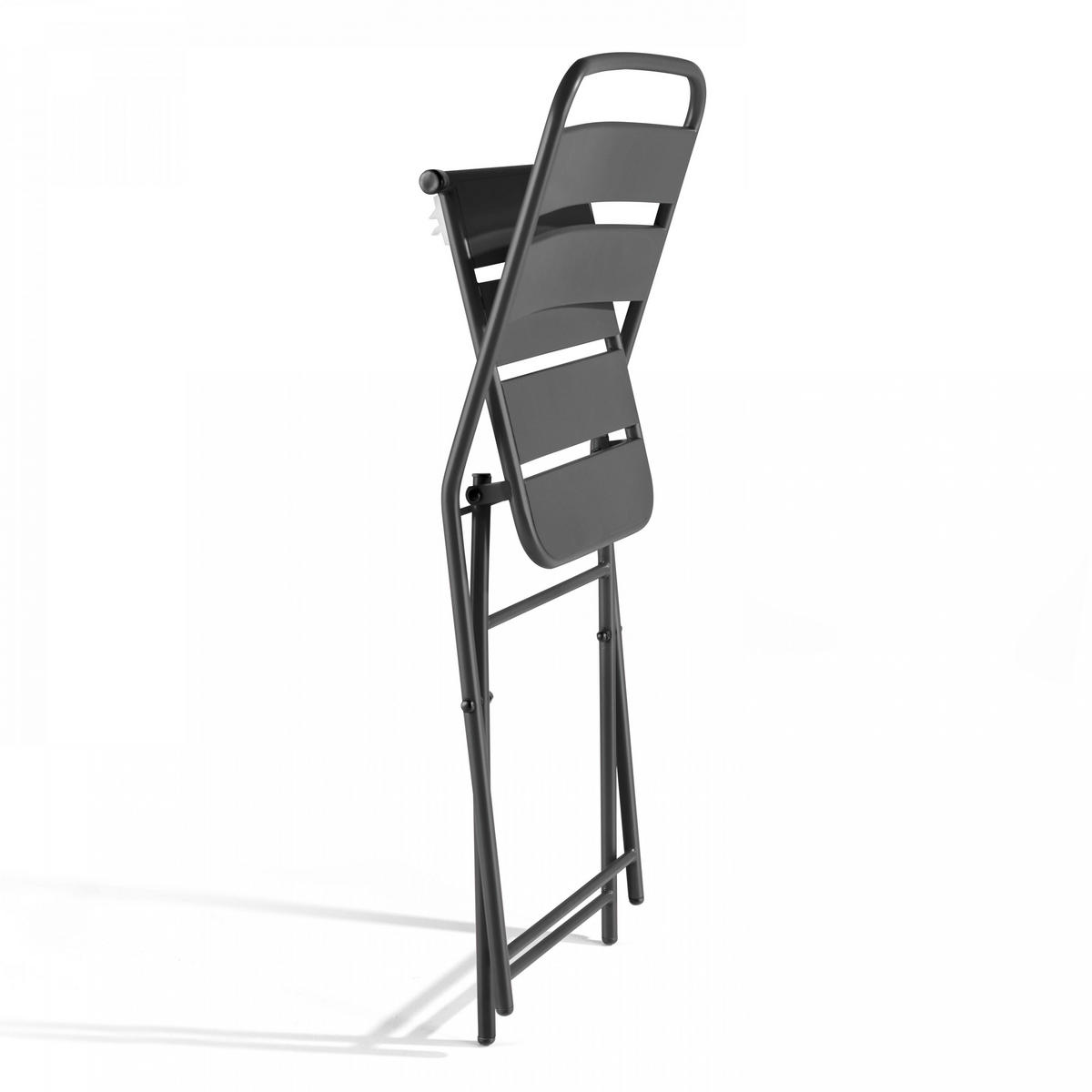 GARTENSET klappbar 3-tlg., Grau - Grau, Metall (70/70/72cm) - Oviala