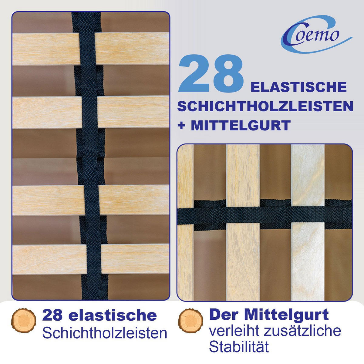 LATTENROST ERGO KF MIT MOTOR 80 x 200 cm Kopf-Fußteil verstellbar, Selbstmontage - Naturfarben, Holz (80/200cm) - Coemo