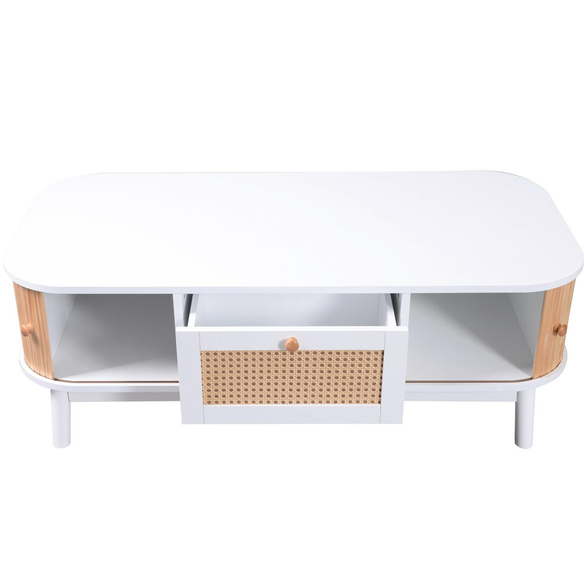 COUCHTISCH 110/55/38.5 cm Weiß aus MDF mit Stauraum - Weiß, Holzwerkstoff (110/55/38.5cm) - OKMYHOME