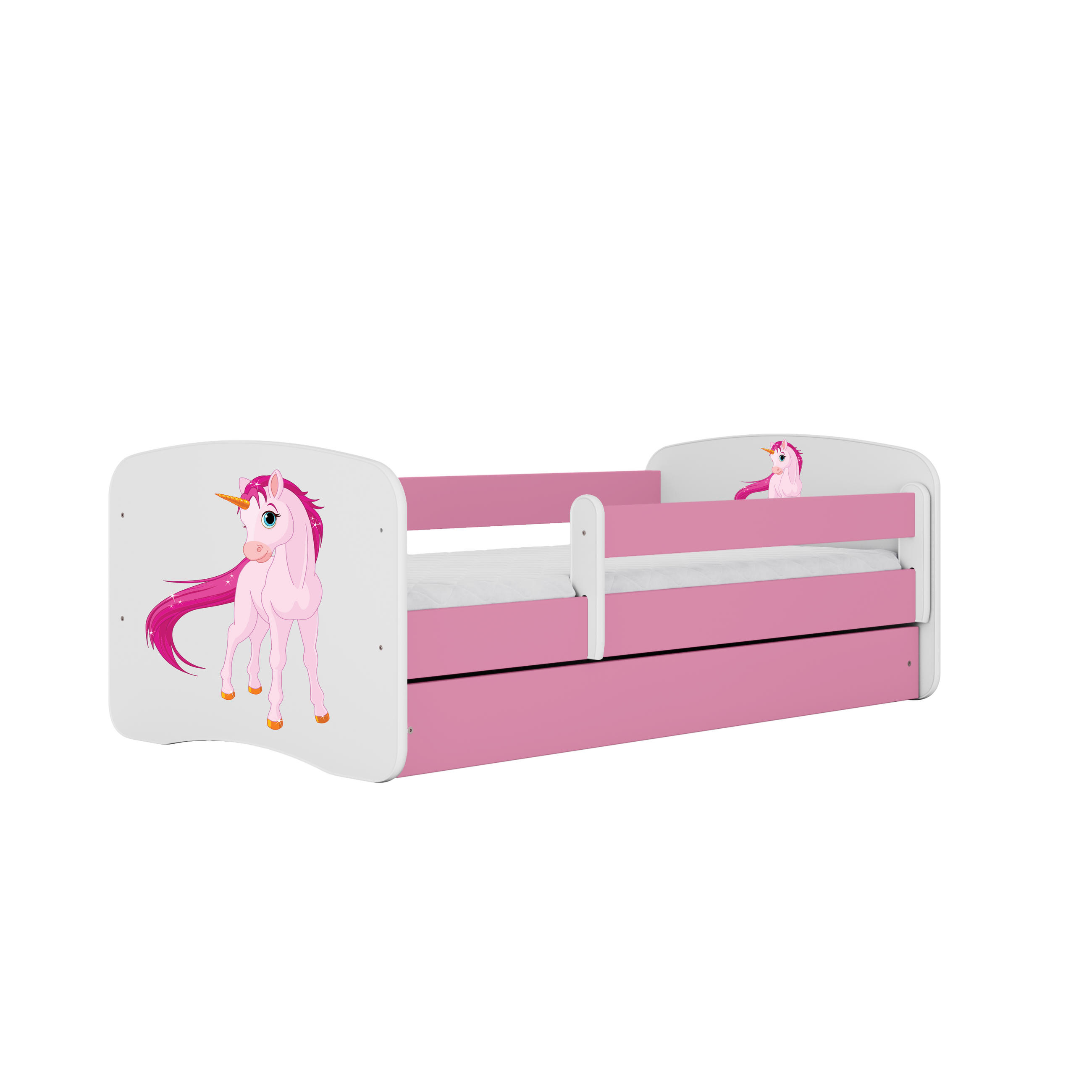 KINDERBETT Einhorn mit Schublade 140/70 80/61/144 - Rosa, Holzwerkstoff (70/140cm) - RAUMHIRSCH FURNITURE