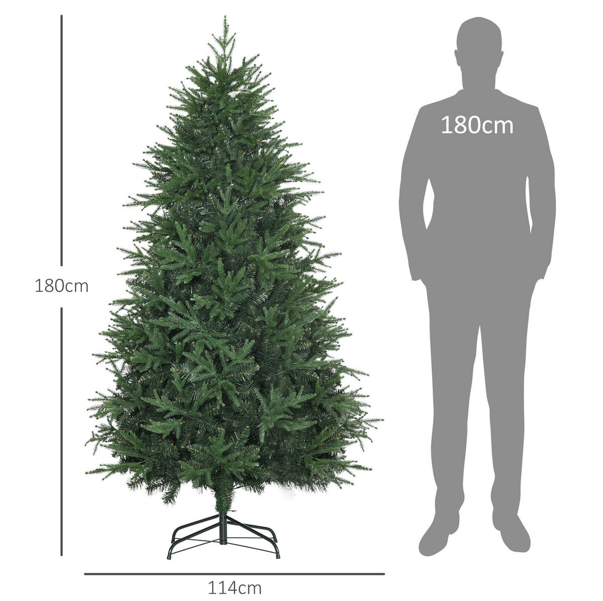 WEIHNACHTSBÄUME 114/114/180 cm grün aus Kunststoff mit schneller Montage - Grün, Kunststoff (180cm) - OKWISH