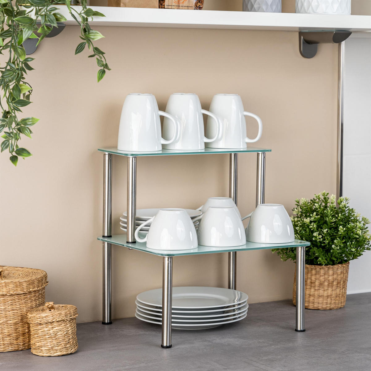 GLAS-KÜCHENREGAL weiß - Weiß, Glas (32/33/14cm) - bremermann