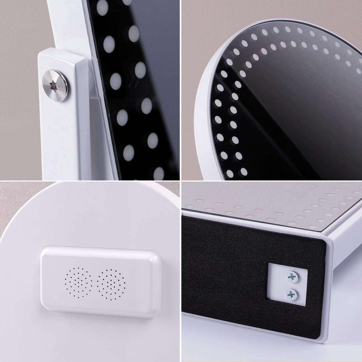 SCHMINKSPIEGEL mit Beleuchtung und Bluetooth Weiß 25/30 cm - Weiß, Metall (25/30/3cm) - VANITII