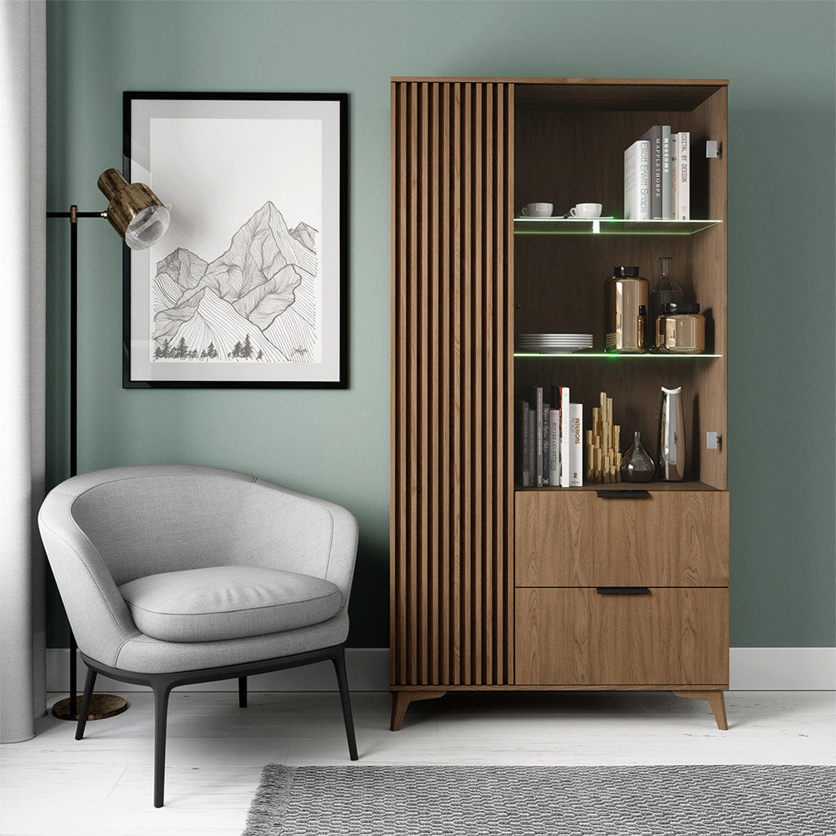 GESCHIRRSCHRANK Esteban Holz - Braun, Holzwerkstoff (100/192/60cm) - Petits-meubles