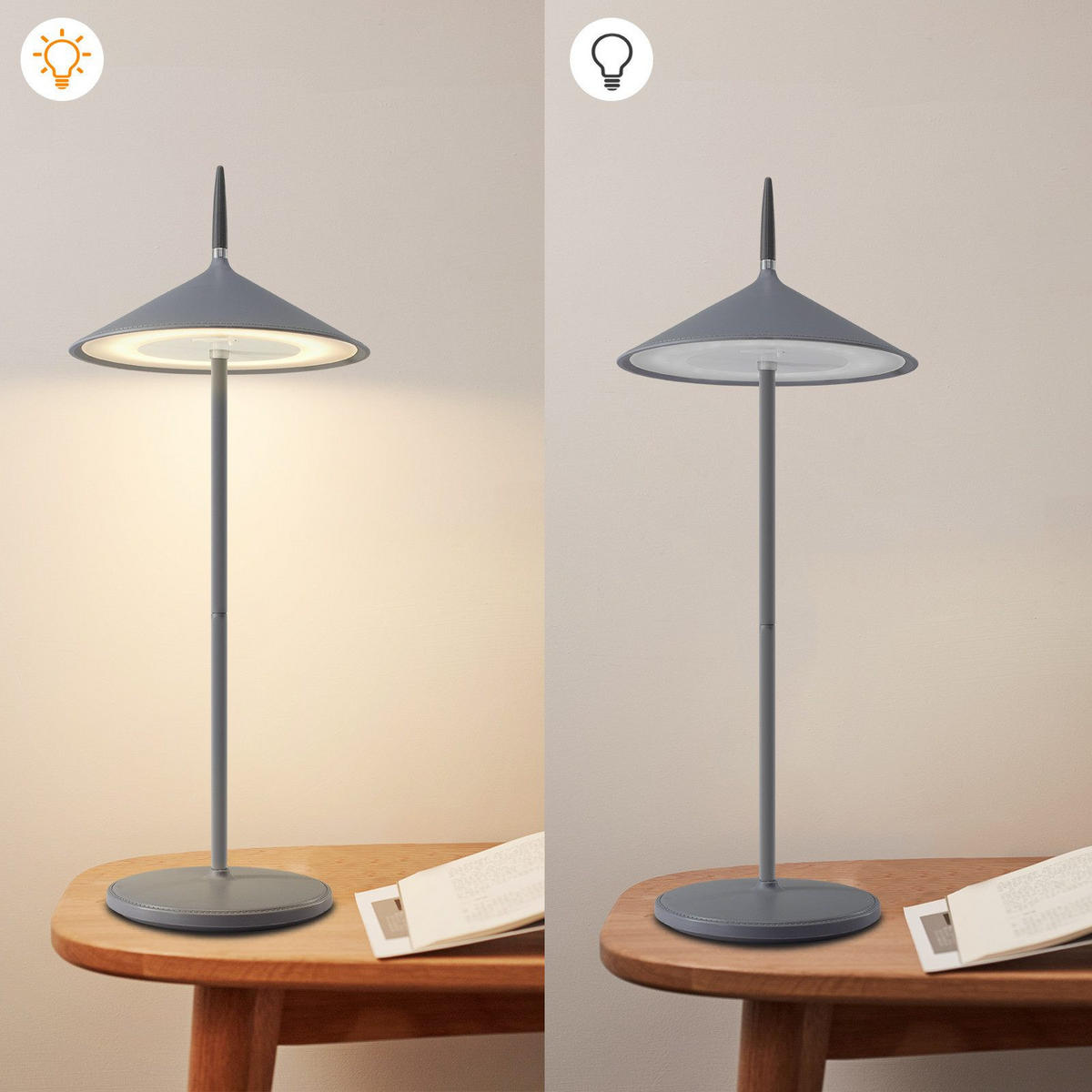 STOLNÍ lampa Abmeier LED 15,4/15,4/37,6 cm - šedá, plast (15.4/15.4/37.6cm) - Nettlife