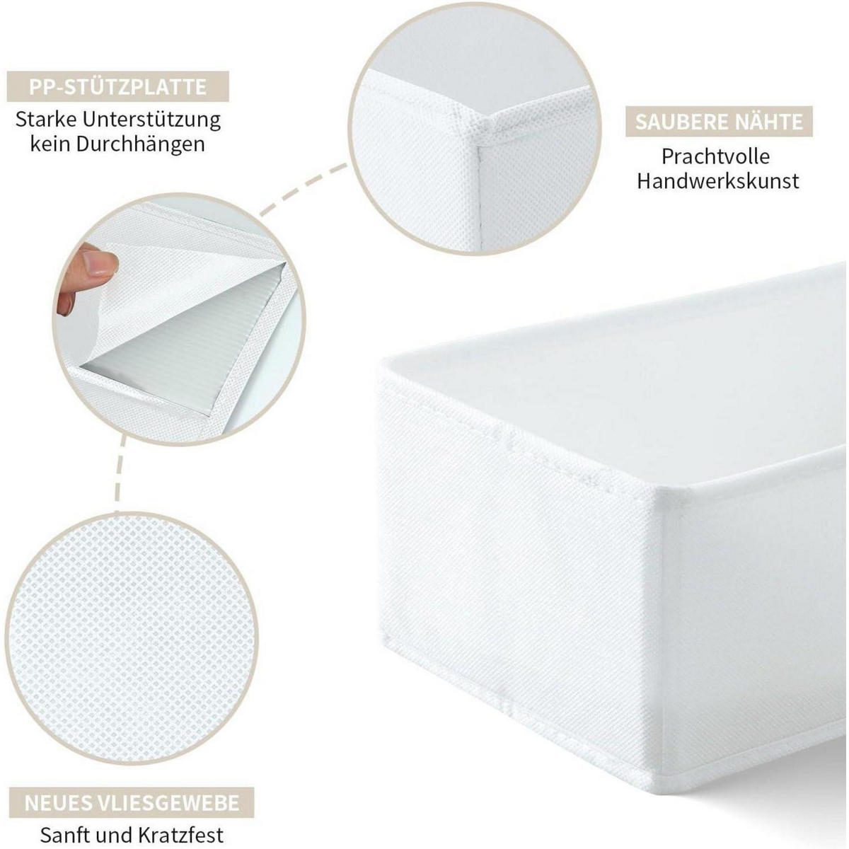 SCHUBLADEN Organizer 7er Set Weiß - Weiß, Textil (28/12/28cm)