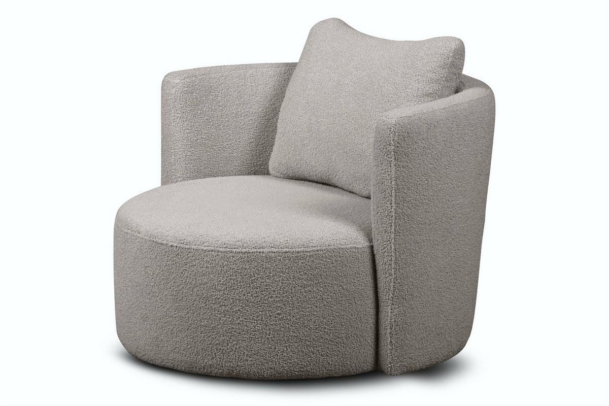 DREHSESSEL RAGGI 360° Drehfunktion mit inklusive dekorativem Kissen, Hellgrau - Hellgrau, Textil (92/75/94cm) - KONSIMO®
