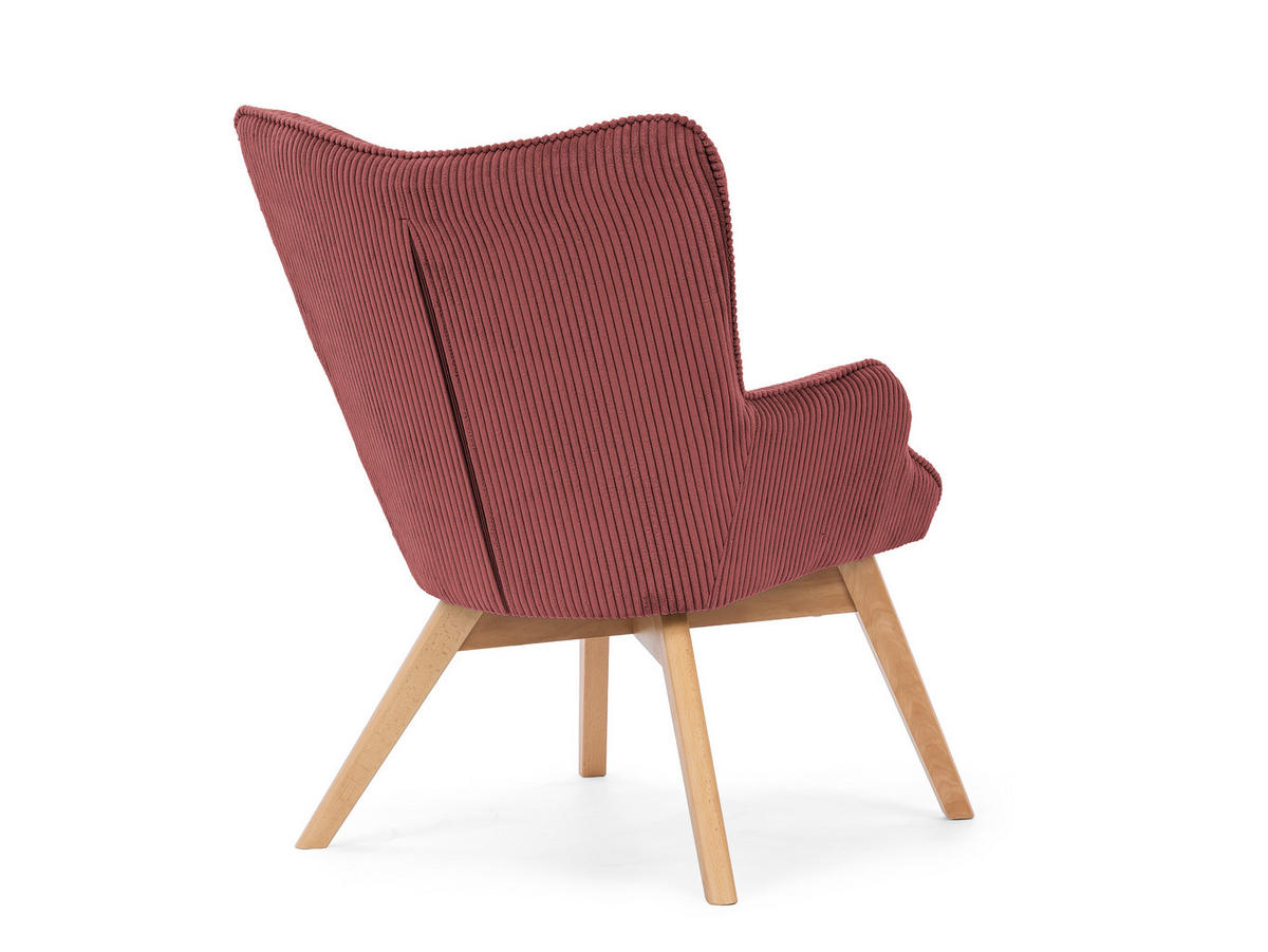 LOUNGESESSEL Lenari Terrakotta Cordstoff mit Füßen in Natur - Terracotta/Naturfarben, Holz/Textil (71/96/86cm) - S-Style Möbel