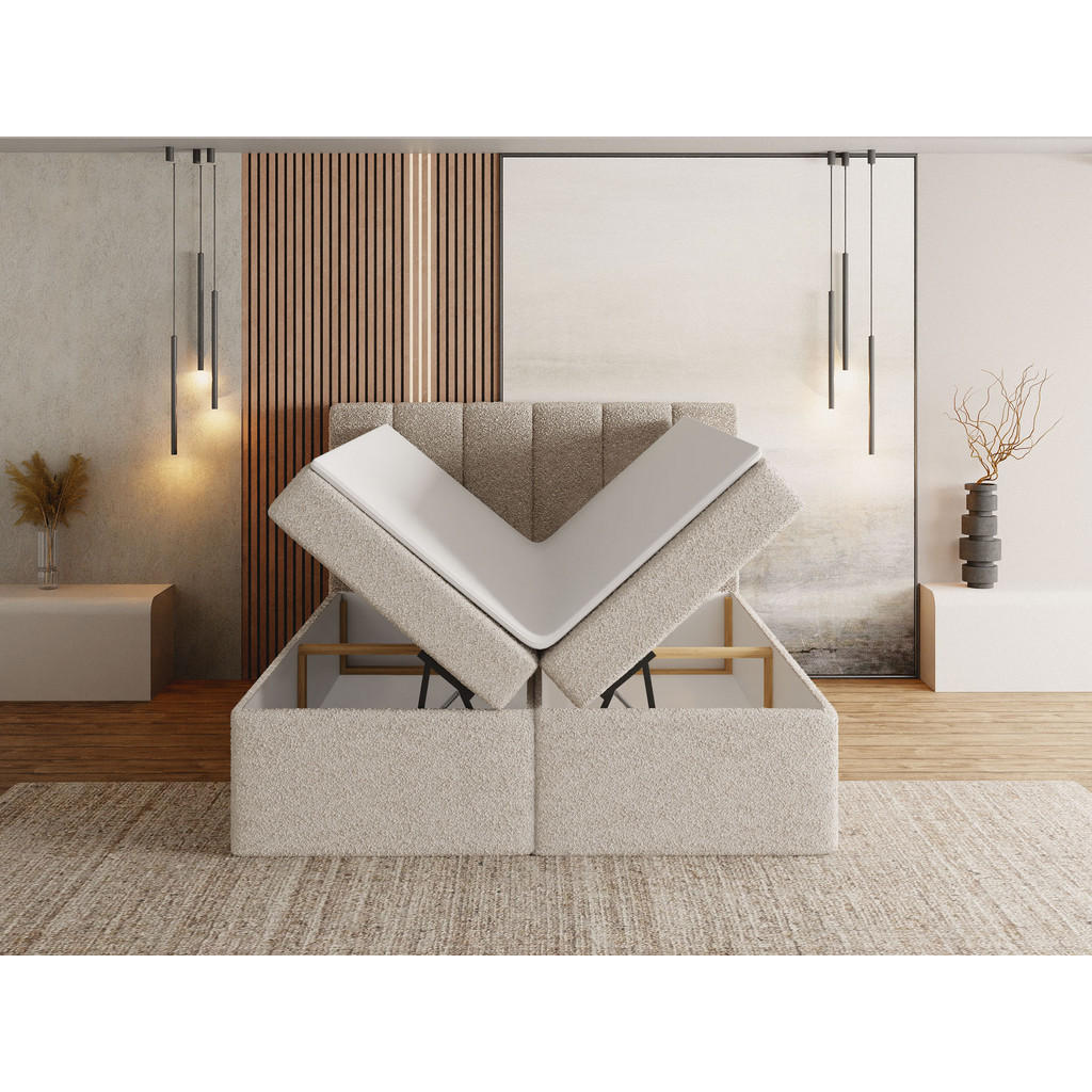 Thumbnail - WFL Group Boxbett, Schwarz Hochglanz, Holzwerkstoff, H3, Höhe ca. 14 cm, Rechteckig, 160x200 cm, Schlafzimmer, Betten, B...