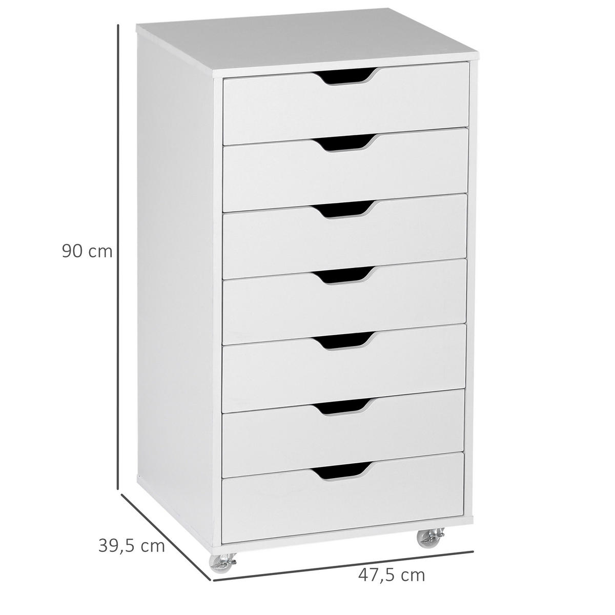 ROLLCONTAINER DE-14438 7 Schubladen für A4/Letter - Weiß, Holzwerkstoff (39.5/90/47.5cm) - ComfortXL